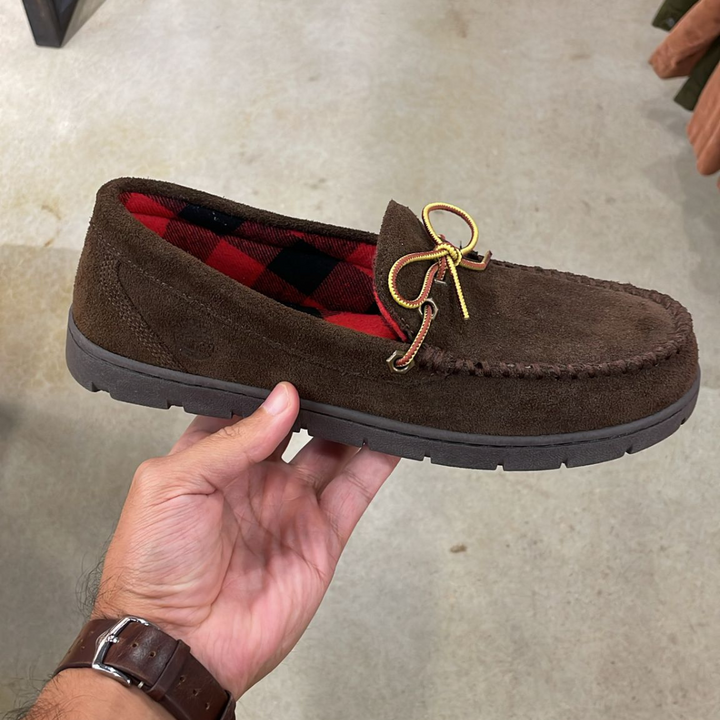 Stony Ledge Flannel-Lined Moc Slipper Dark Brown