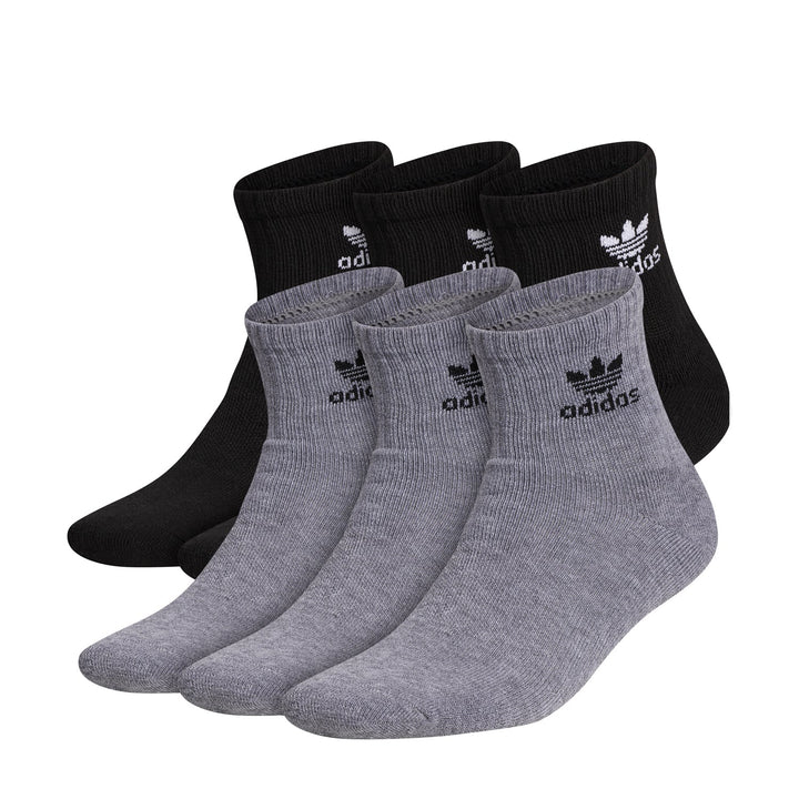 Trefoil Quarter Socks 6 Pairs Black -Grey